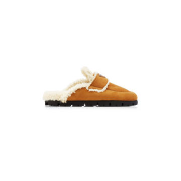 Logo-Detailed Shearling Slippers