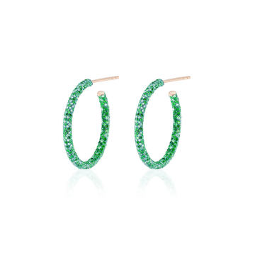 18K Gold Emerald & Diamond Scatter Hoops