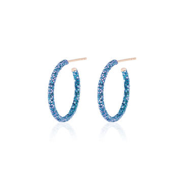 18K Gold Blue Sapphire & Diamond Scatter Hoops