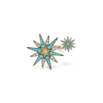 18K Gold Diamond & Turquoise Starburst Rings