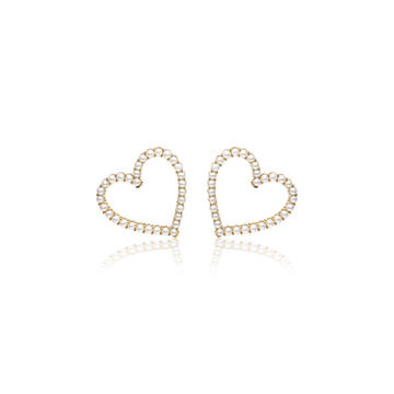 18K Gold Confetti Small Pearl Sweetheart Earrings