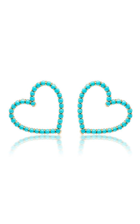 18K Gold Confetti Large Turquoise Sweetheart Earrings展示图