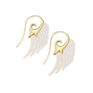 Fly Me To The Moon Ivory &amp; 18K Yellow Gold Wing Earrings