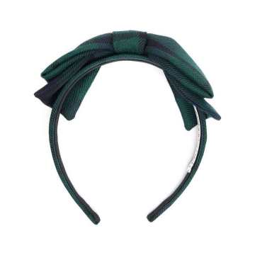 check-print bow headband