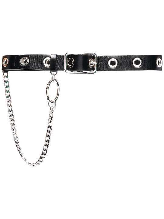 chain-line trim leather belt展示图