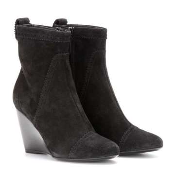 Suede brogue wedge ankle boots