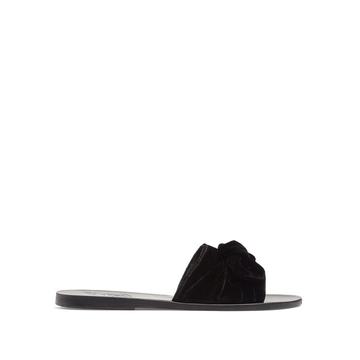 Taygete bow-embellished velvet and leather slides