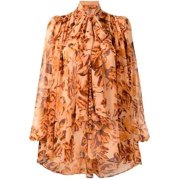 Swansea floral-print pusys-bow blouse