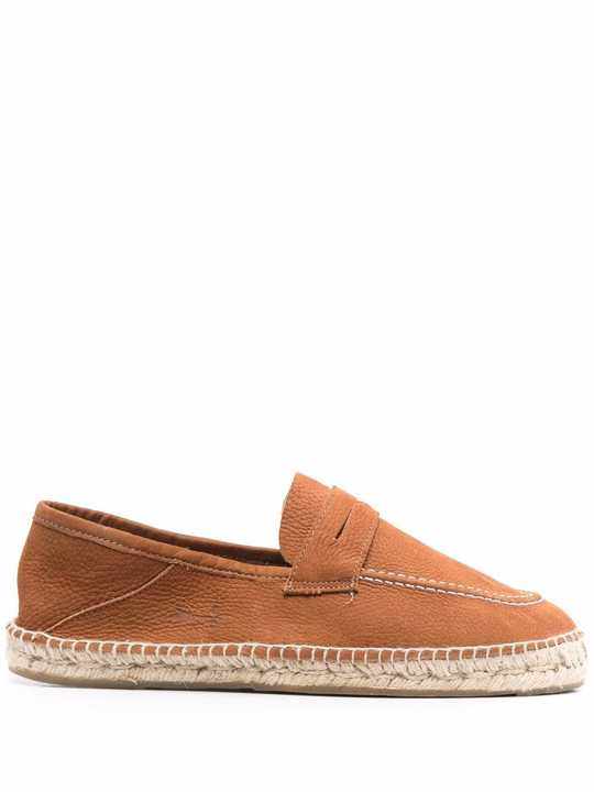 contrast-stitching leather espadrilles展示图