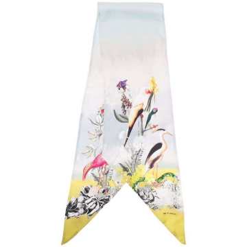 botanical-print silk scarf