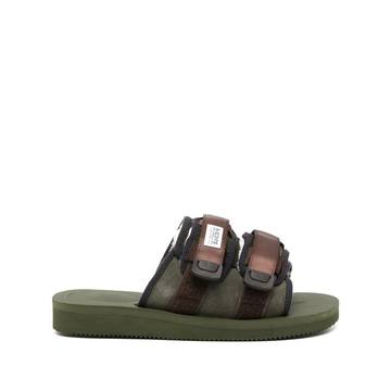 Moto shearling-trim slides