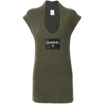 2008 logo-patch cashmere ribbed dress