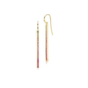 18K Gold Long Bar Ombre Drop Earrings