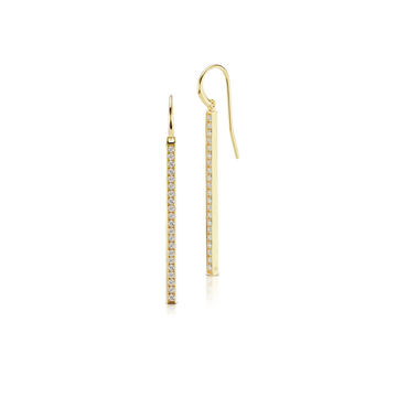 18K Gold Long Bar Drop Earrings