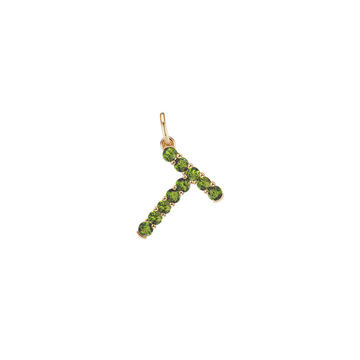 18K Gold Confetti Small Peridot Letter Pendant