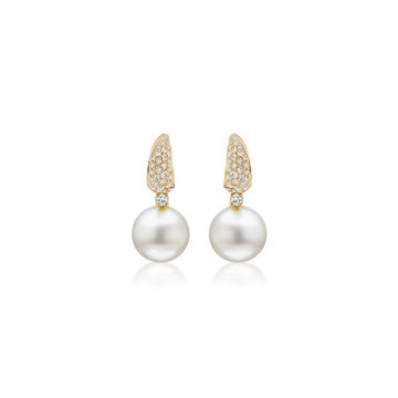 18K Gold Etoile Pearl & Diamond Earrings