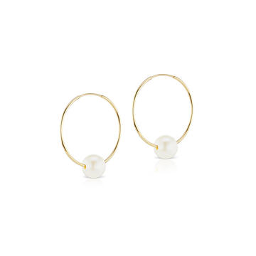 18K Gold Grace Pearl Hoops