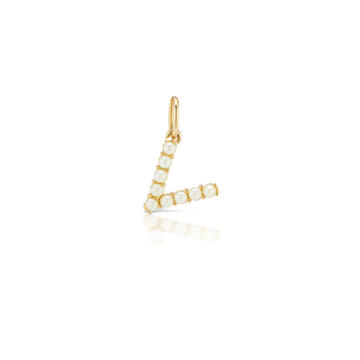 18K Gold Confetti Small Pearl Letter Pendant