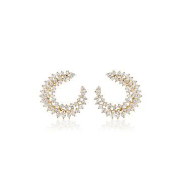 18K Gold Constellation Demi Hoop Diamond Earrings