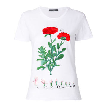 flower embroidered T-shirt