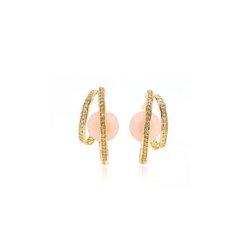 Comet 18K Yellow Gold Opal, Diamond Hoop Earrings