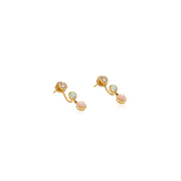 3-Stone Drop 18K Yellow Gold Multi-Stone Earrings