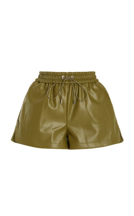 Agata Faux Leather Drawstring Shorts展示图