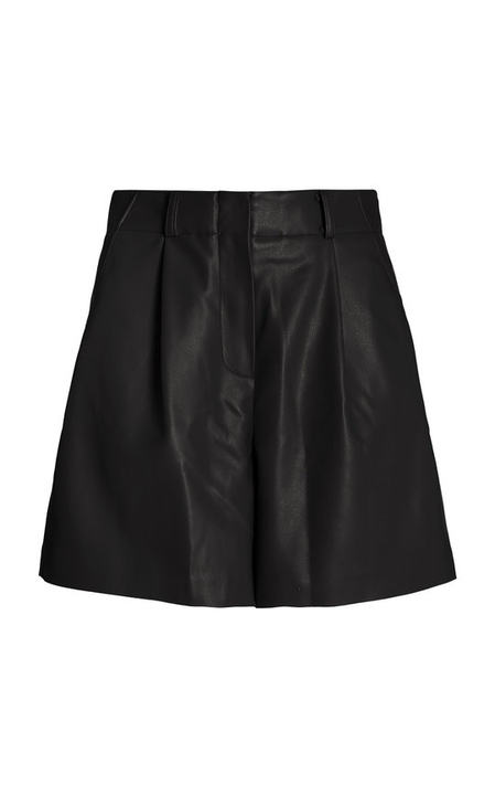 Manon Pleated Vegan Leather Shorts展示图