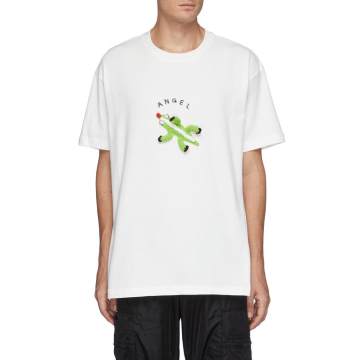 手工编织蜥蜴装饰oversized纯棉T恤
