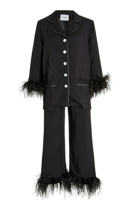 Party Feather-Trimmed Woven Pajama Set展示图