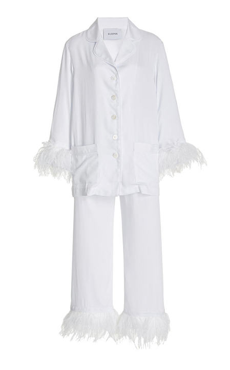 Party Feather-Trimmed Woven Pajama Set展示图