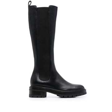 mid-calf leather boots