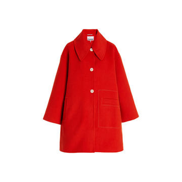 Wide Collar Wool-Blend Coat