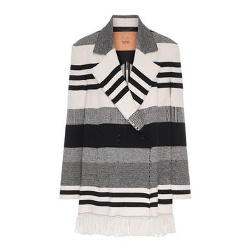 Striped Luxury Fringed Cotton-Blend Jacket