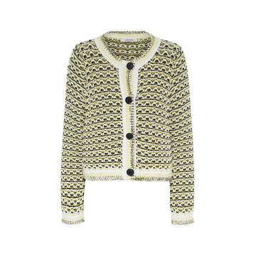 Chunky Structure Jacquard-Knit Wool-Blend Cardigan