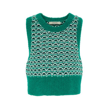 Fluffy Structure Jacquard-Knit Sweater Vest