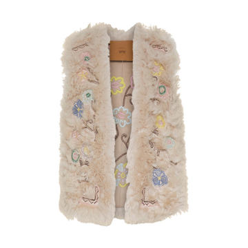 Embroidered Softness Fur Vest