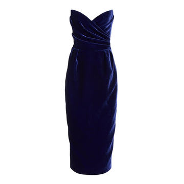 Draped Velvet Corseted Midi Dress