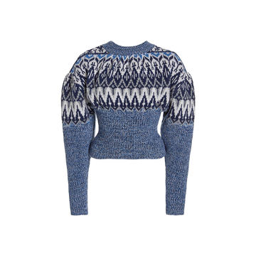 Puff-Sleeve Fair Isle Wool-Blend Sweater