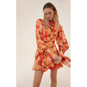 Dunleer Draped Floral-Print Mini Dress