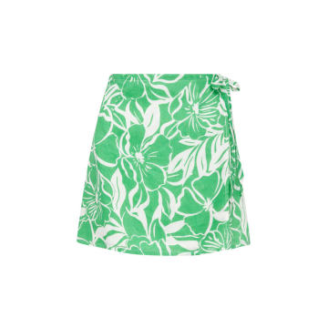 Marsala Linen Wrap Mini Skirt