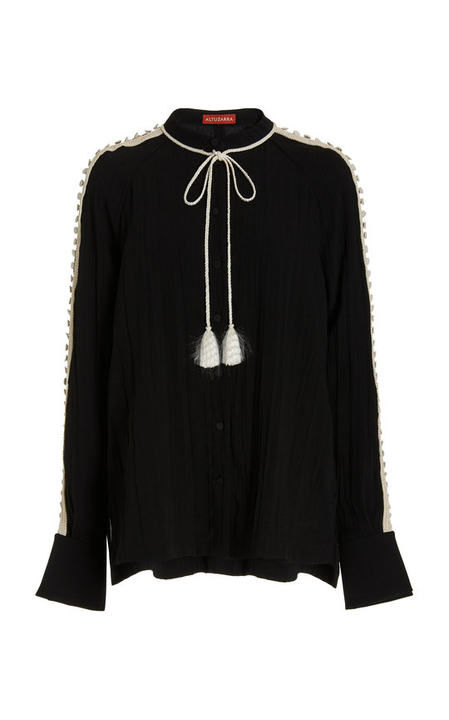 Irini Tassel Button-Up Top展示图