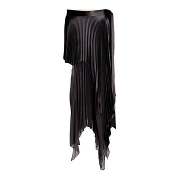 Mixed-Media Pleated Silk-Blend Maxi Skirt