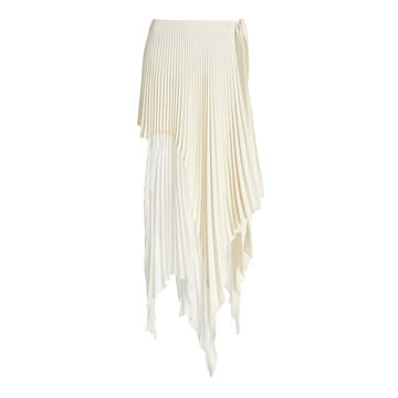 Mixed-Media Pleated Silk-Blend Maxi Skirt