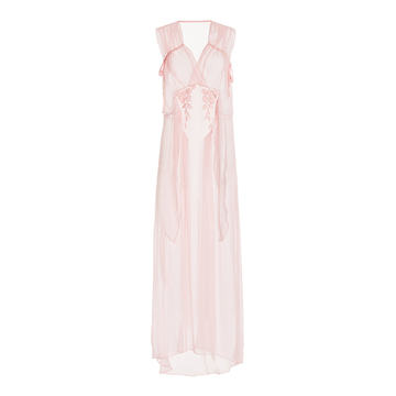 Hand-Appliqued Silk Chiffon Maxi Dress