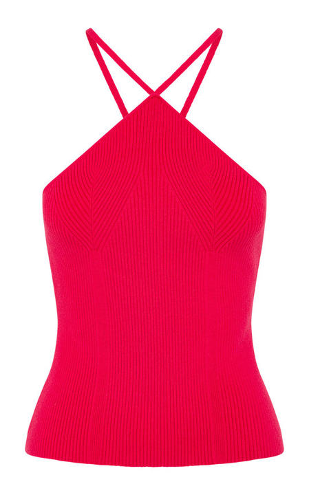 Solange Ribbed-Knit Halter Top展示图