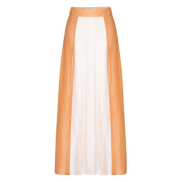 Sable Two-Tone Pleated Midi Skirt