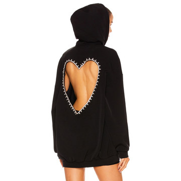 Backless Hearted Oversized Hoodie