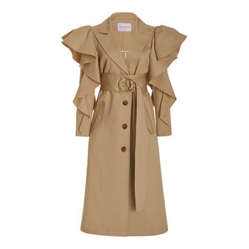 Ruffled Cotton-Blend Trench Coat