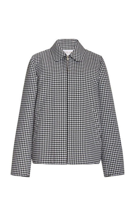 Gingham Virgin Wool Zip-Up Jacket展示图